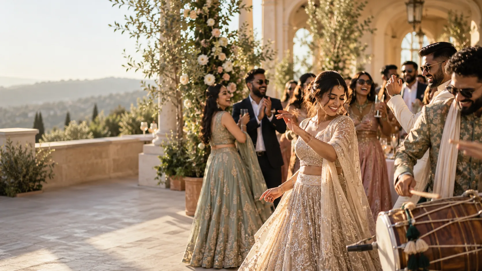 Friends and family celebrating at a wedding